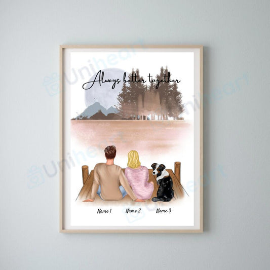 Pareja con mascota - Imagen digital personalizada (Pareja con perro o gato)