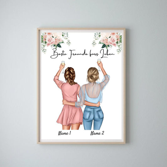 Mejor pareja de mujeres - Póster Personalizado (Día de San Valentín)