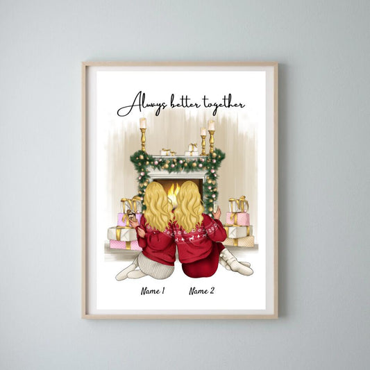 Amigas en Navidad - Póster Personalizado (2-3 personas)