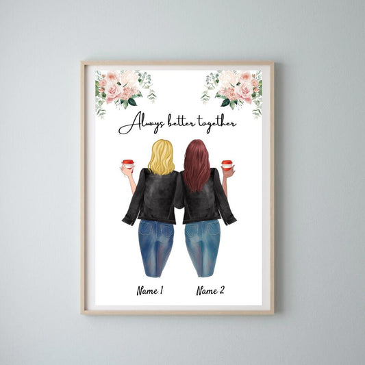 Hermanas favoritas en chaqueta de cuero - Póster Personalizado (2-3 hermanos)