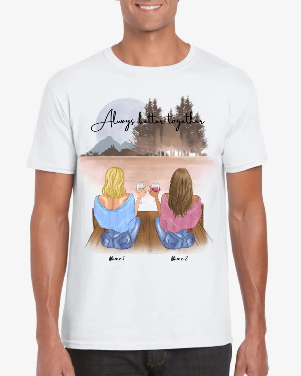Los mejores amigos con la bebida - Camiseta personalizada (100% Algodón, Unisex)