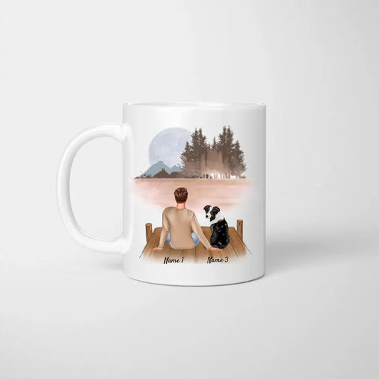 Maestro con mascota - Taza personalizada (Hombre con perro o gato)
