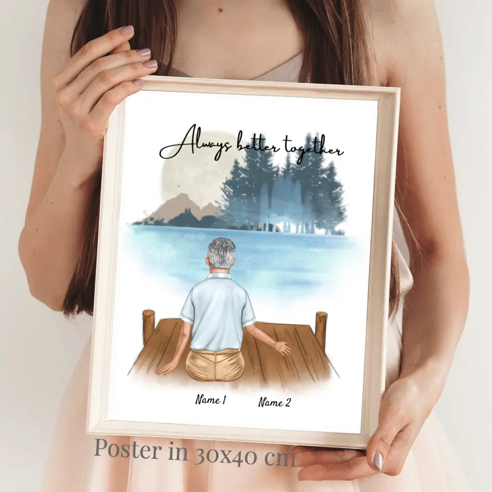 Abuelo favorito con sus nietos - Póster Personalizado (1-2 nietos)