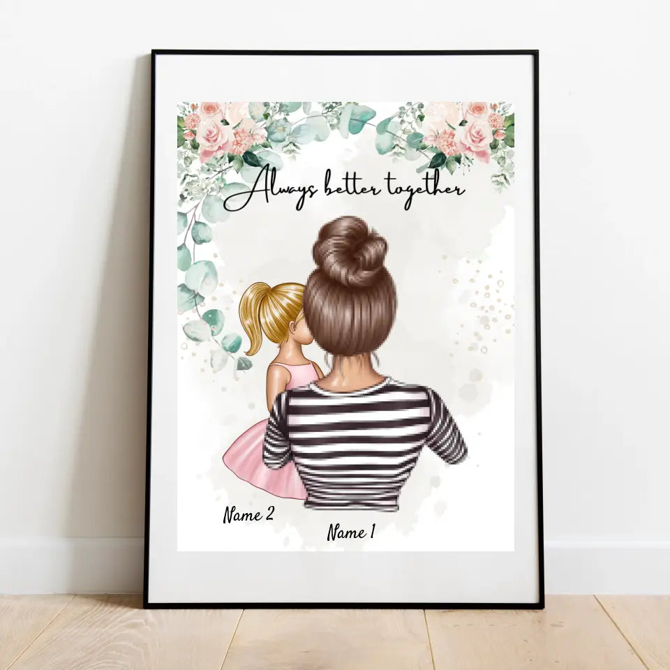 Mejor madre - Póster Personalizado (Mujer con 1-4 Niños)