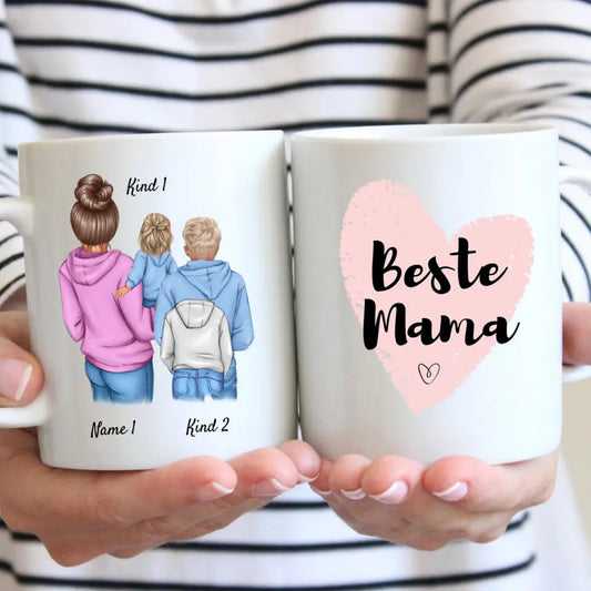 Mama mit Kindern - Personalisierte Tasse (1-3 Kinder)
