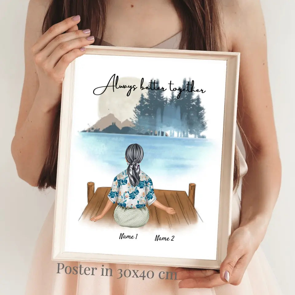 Abuela favorita con sus nietos - Póster Personalizado (1-2 nietos)