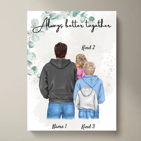 Bester Papa Poster - Personalisiertes Poster (1-4 Kinder, Teenager)