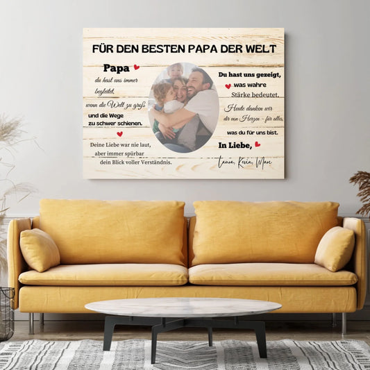 Für den besten Papa der Welt - Personalisierte Foto Leinwand Vater