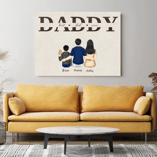 Best Dad ever - Personalisierte Leinwand Vater, Mutter & Kinder