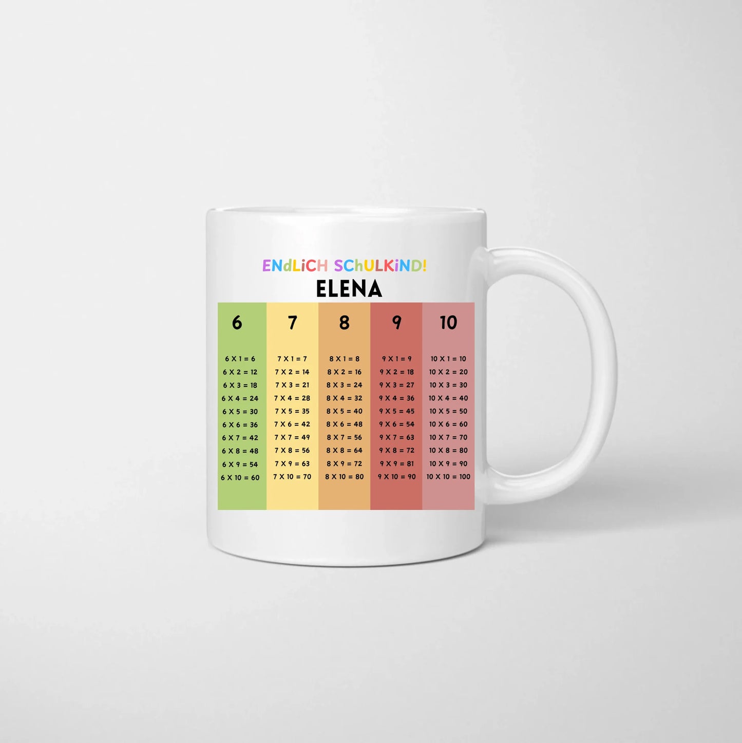 Endlich Schulkind 1x1 Merktasse - Personalisierte Tasse zur Einschulung