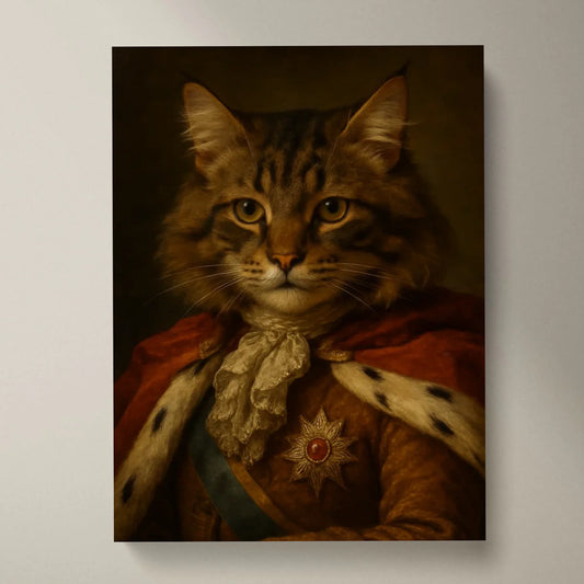 Adeliges Haustier Portrait - Personalisiertes Poster mit Fotoupload im Stil eines royalen Öl-Gemäldes (Hund, Katze, etc.)