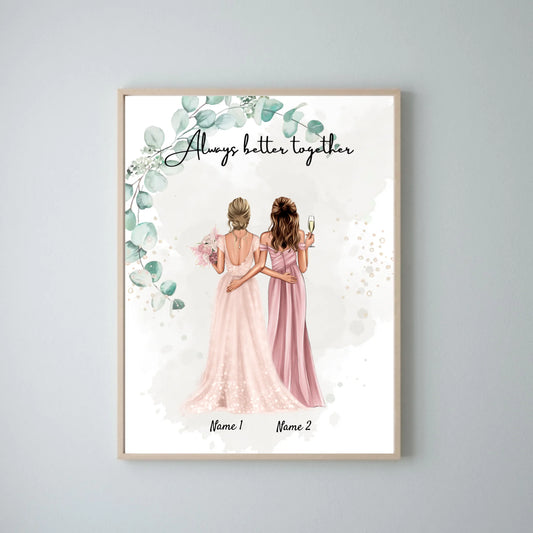 Novia y Dama de Honor - Poster de compromiso/boda Personalizado