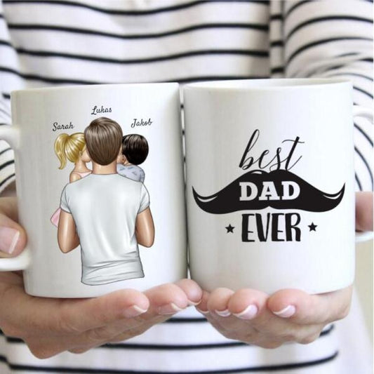 Papá con niños - Taza personalizada (Papá con 1-4 niños)