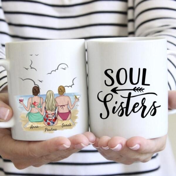 Hermana favorita en la playa - Taza personalizada Edición Bikini (2-3 Hermanas)