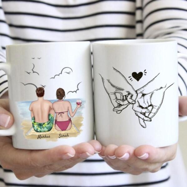 Pareja en la playa - Taza personalizada Hombre & Mujer