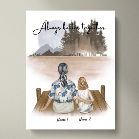 Abuela favorita con sus nietos - Póster Personalizado (1-2 nietos)