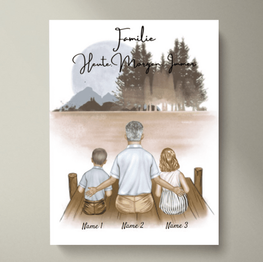 Abuelo favorito con sus nietos - Póster Personalizado (1-2 nietos)