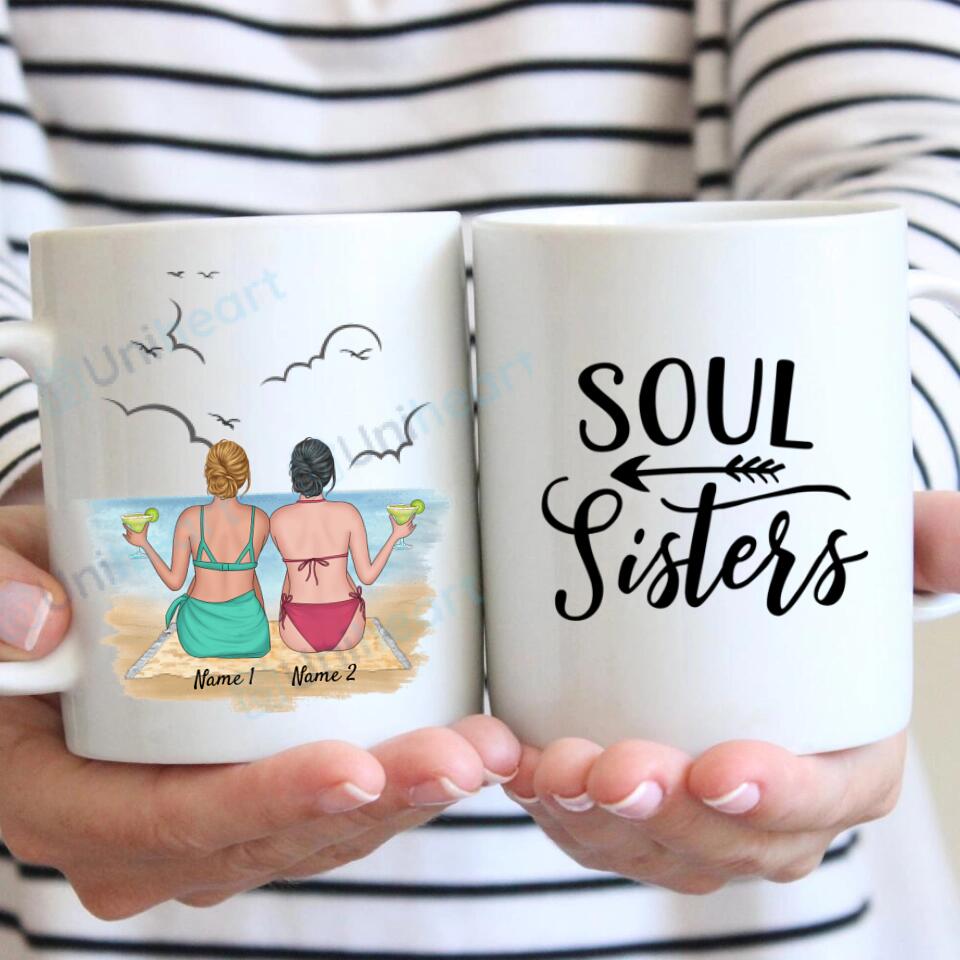 Hermana favorita en la playa - Taza personalizada Edición Bikini (2-3 Hermanas)