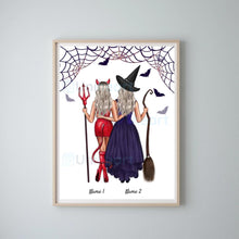 Cargar imagen en el visor de la galería, Beste Hexen Freundinnen - Personalisiertes Poster Halloween (2-3 Personen)
