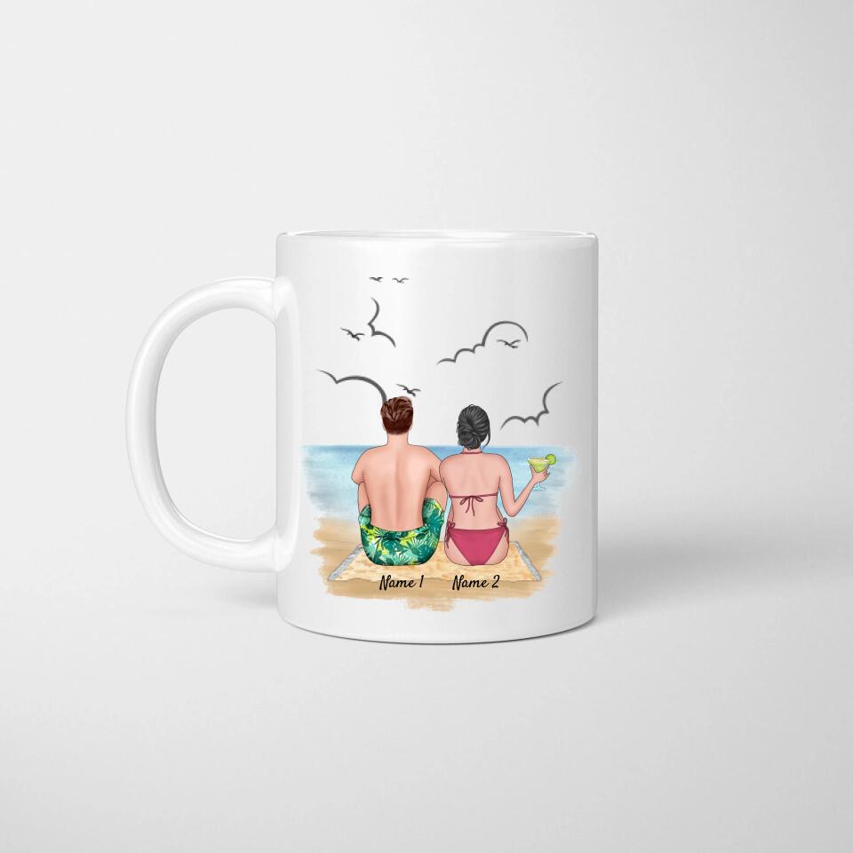 Pareja en la playa - Taza personalizada Hombre & Mujer