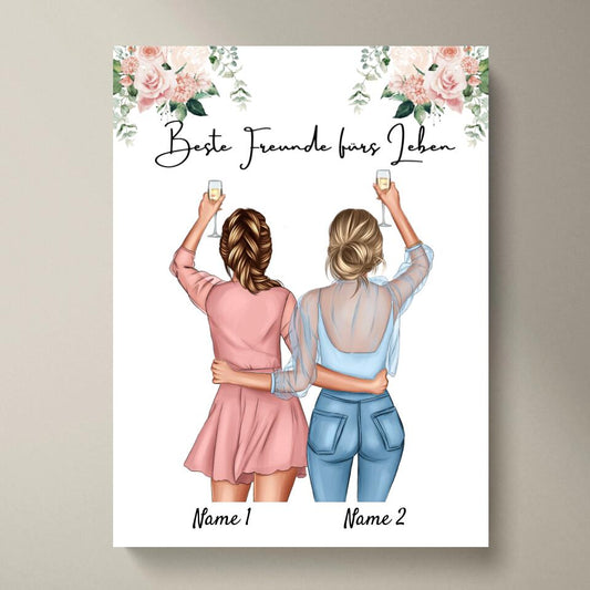 Mejor pareja de mujeres - Póster Personalizado (Día de San Valentín)