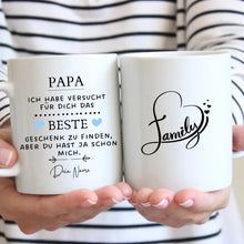 Cargar imagen en el visor de la galería, Bestes Geschenk für Papa - Personalisierte Tasse (Für Mama, Papa, Oma oder Opa)
