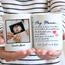 Cargar imagen en el visor de la galería, Liebe Mama, Baby-Ultraschall Fototasse für werdende Eltern (Mutter, Vater, Oma, Opa)
