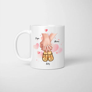 Felicidad familiar con zapatos de bebé - Taza personalizada