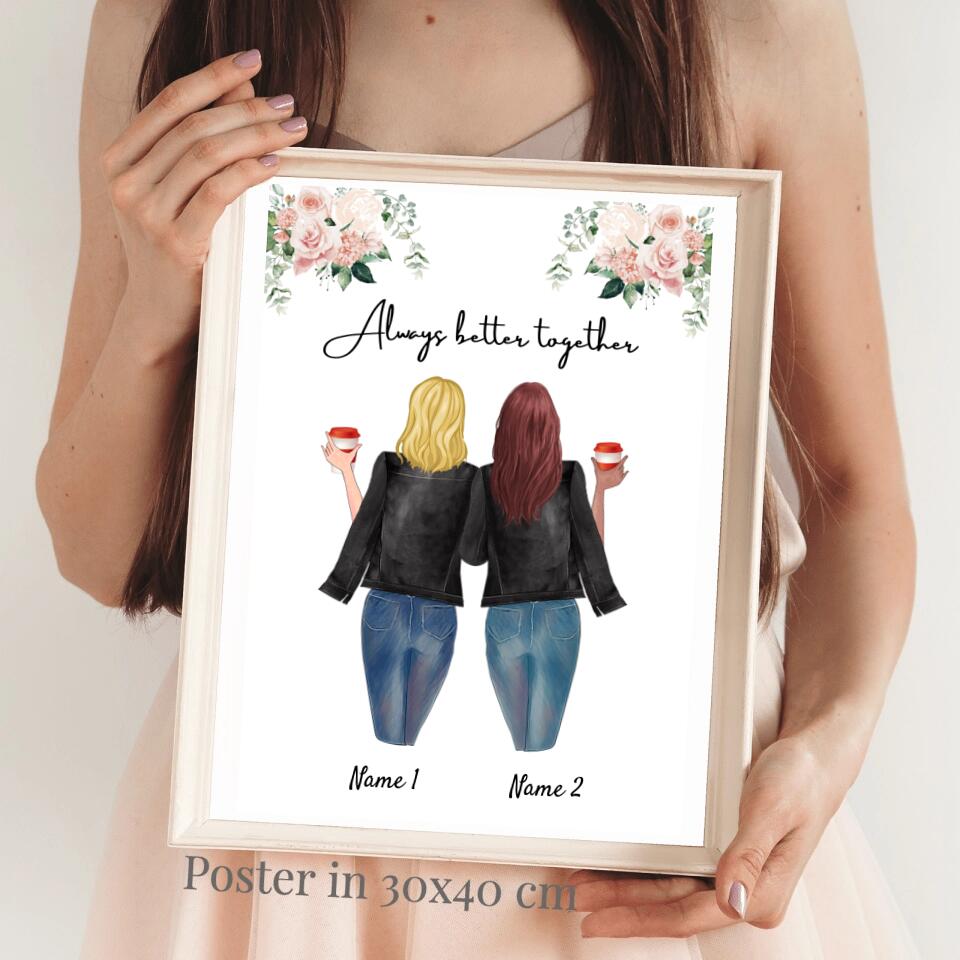 Hermanas favoritas en chaqueta de cuero - Póster Personalizado (2-3 hermanos)