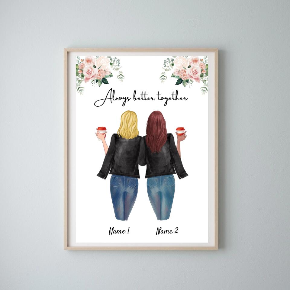 Hermanas favoritas en chaqueta de cuero - Póster Personalizado (2-3 hermanos)