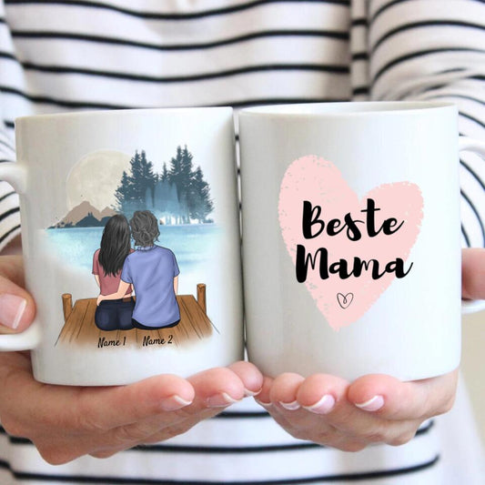 Mejor abuela/madre - Taza personalizada (2 personas)