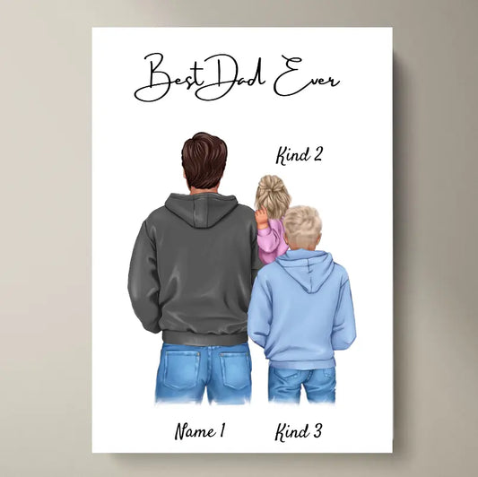 Bester Papa Poster - Personalisiertes Poster (1-4 Kinder, Teenager)