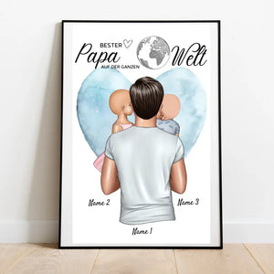 Bester Papa auf der Welt - Personalisiertes Poster (Vater mit Kindern)