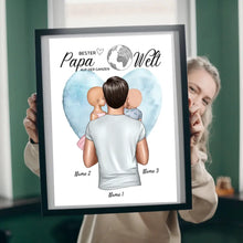 Cargar imagen en el visor de la galería, Bester Papa auf der Welt - Personalisiertes Poster (Vater mit Kindern)
