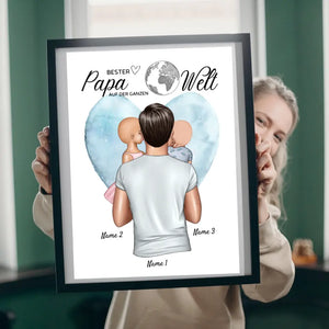 Bester Papa auf der Welt - Personalisiertes Poster (Vater mit Kindern)