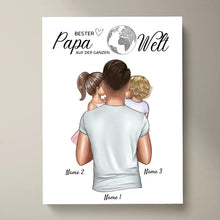 Cargar imagen en el visor de la galería, Bester Papa auf der Welt - Personalisierte Leinwand (Vater mit Kindern)

