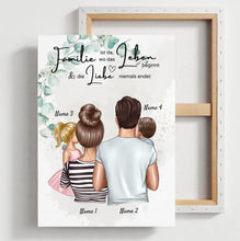 Cargar imagen en el visor de la galería, Wo die Liebe niemals endet - Personalisierte Familien Leinwand (Eltern mit Kinder)
