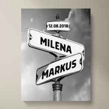 Cargar imagen en el visor de la galería, Straßenschild bestes Pärchen - Personalisierte Leinwand
