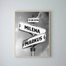 Cargar imagen en el visor de la galería, Straßenschild bestes Pärchen - Personalisierte Leinwand
