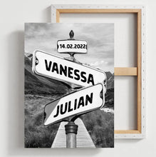 Cargar imagen en el visor de la galería, Straßenschild bestes Pärchen - Personalisierte Leinwand
