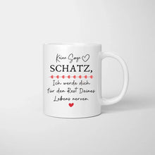 Cargar imagen en el visor de la galería, Für den Rest deines Lebens - Personalisierte Pärchen Tasse mit Blumenstrauß
