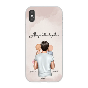 Papá con niños - Funda de móvil personalizada (hasta 4 niños)