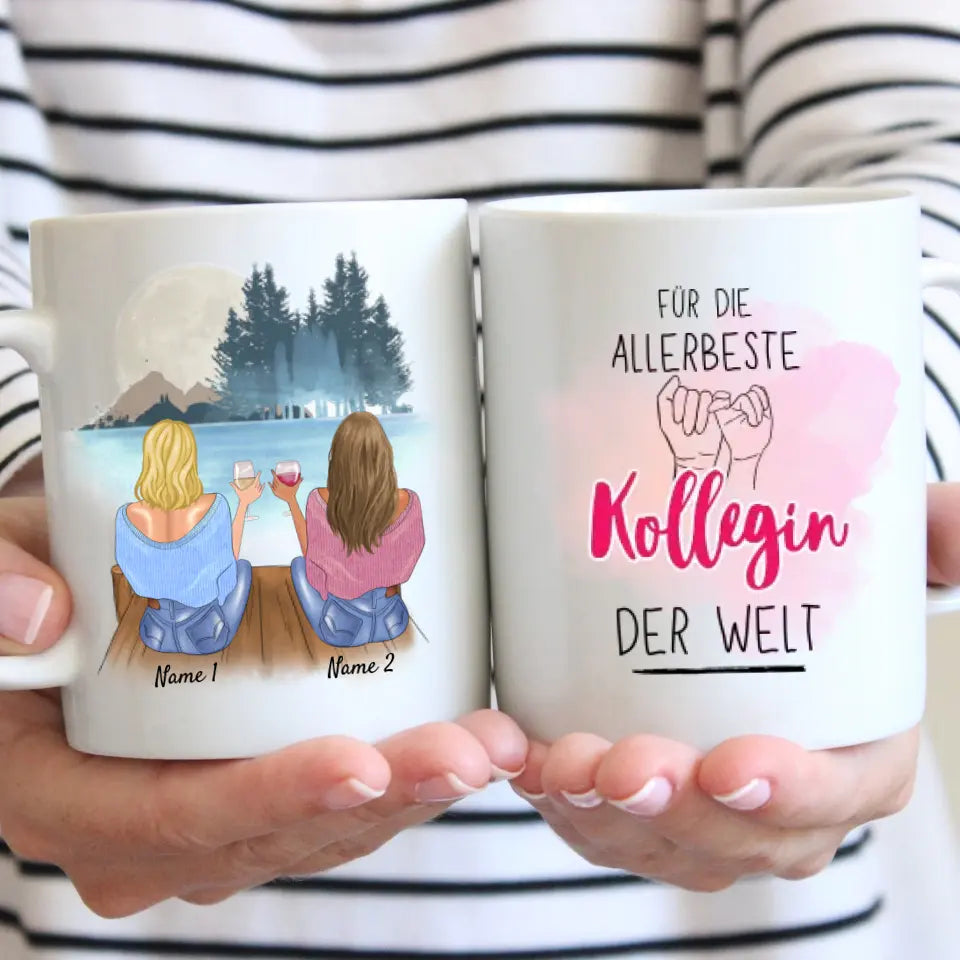 Für die Allerbeste Kollegin der Welt - Personalisierte Tasse für Arbeitskolleginnen - Geschenk Abschied, Jobwechsel, Geburtstag Büro, Job (2-4 Personen)