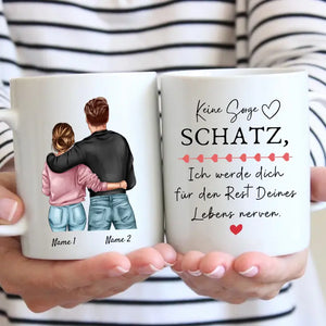 Ich liebe dich mehr! - Personalisierte Pärchen-Tasse (Mann & Frau), Geschenk Partner