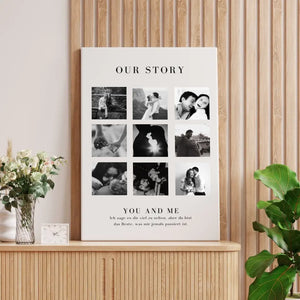 "Our Story" Personalisierte Foto-Collage Leinwand für Pärchen, deinen Partner