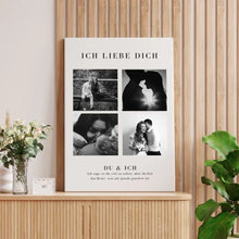 Cargar imagen en el visor de la galería, &quot;Ich liebe dich&quot; Personalisierte Foto-Collage Poster für Pärchen, deinen Partner
