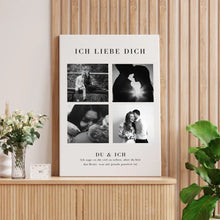 Cargar imagen en el visor de la galería, &quot;Ich liebe dich&quot; Personalisierte Foto-Collage Poster für Pärchen, deinen Partner copy
