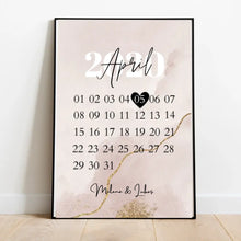 Cargar imagen en el visor de la galería, &quot;Unser Tag&quot; Personalisiertes Poster zum Jahrestag, Hochzeitstag, Jubiläum, Geburtstag
