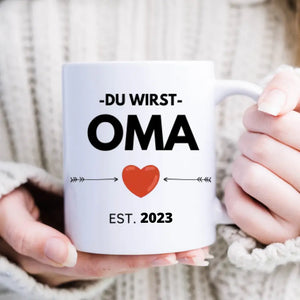 Du wirst Oma/ Opa - Personalisierte Tasse zur Verkündung, Überraschung