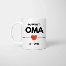 Cargar imagen en el visor de la galería, Du wirst Oma/ Opa - Personalisierte Tasse zur Verkündung, Überraschung
